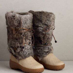 OSCAR SPORT Anna Wool-Lined Rabbit Fur Boots, Size 39 (8.5/9)